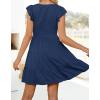 imageZESICA Womens 2025 Summer Casual V Neck Flutter Sleeve Bohemian Ruffle Smocked A Line Swing Mini DressNavy