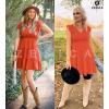 imageZESICA Womens 2025 Summer Casual V Neck Flutter Sleeve Bohemian Ruffle Smocked A Line Swing Mini DressOrange