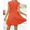 imageZESICA Womens 2025 Summer Casual V Neck Flutter Sleeve Bohemian Ruffle Smocked A Line Swing Mini DressOrange