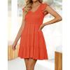 imageZESICA Womens 2025 Summer Casual V Neck Flutter Sleeve Bohemian Ruffle Smocked A Line Swing Mini DressOrange