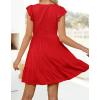 imageZESICA Womens 2025 Summer Casual V Neck Flutter Sleeve Bohemian Ruffle Smocked A Line Swing Mini DressRed
