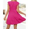 imageZESICA Womens 2025 Summer Casual V Neck Flutter Sleeve Bohemian Ruffle Smocked A Line Swing Mini DressRose