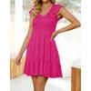 imageZESICA Womens 2025 Summer Casual V Neck Flutter Sleeve Bohemian Ruffle Smocked A Line Swing Mini DressRose