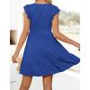 imageZESICA Womens 2025 Summer Casual V Neck Flutter Sleeve Bohemian Ruffle Smocked A Line Swing Mini DressRoyalblue