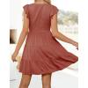 imageZESICA Womens 2025 Summer Casual V Neck Flutter Sleeve Bohemian Ruffle Smocked A Line Swing Mini DressRust