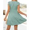 imageZESICA Womens 2025 Summer Casual V Neck Flutter Sleeve Bohemian Ruffle Smocked A Line Swing Mini DressSage