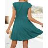 imageZESICA Womens 2025 Summer Casual V Neck Flutter Sleeve Bohemian Ruffle Smocked A Line Swing Mini DressTealgreen