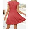 imageZESICA Womens 2025 Summer Casual V Neck Flutter Sleeve Bohemian Ruffle Smocked A Line Swing Mini DressWatermelon