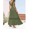 imageZESICA Womens 2025 Summer Lace Strap Sleeveless Square Neck Smocked High Waist Ruffle Hollow Out Flowy A Line Maxi DressArmygreen