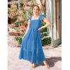 imageZESICA Womens 2025 Summer Lace Strap Sleeveless Square Neck Smocked High Waist Ruffle Hollow Out Flowy A Line Maxi DressCobaltblue