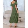 imageZESICA Womens Sexy Boho Off Shoulder Puff Short Sleeve High Waist Ruffled Flowy A Line Beach Party Midi DressArmygreen