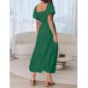 imageZESICA Womens Sexy Boho Off Shoulder Puff Short Sleeve High Waist Ruffled Flowy A Line Beach Party Midi DressDarkgreen