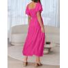 imageZESICA Womens Sexy Boho Off Shoulder Puff Short Sleeve High Waist Ruffled Flowy A Line Beach Party Midi DressRose