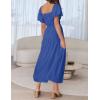 imageZESICA Womens Sexy Boho Off Shoulder Puff Short Sleeve High Waist Ruffled Flowy A Line Beach Party Midi DressRoyalblue