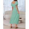 imageZESICA Womens Sexy Boho Off Shoulder Puff Short Sleeve High Waist Ruffled Flowy A Line Beach Party Midi DressSage