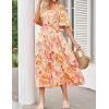 imageZESICA Womens Sexy Boho Off Shoulder Puff Short Sleeve High Waist Ruffled Flowy A Line Beach Party Midi DressTangerine