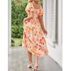 imageZESICA Womens Sexy Boho Off Shoulder Puff Short Sleeve High Waist Ruffled Flowy A Line Beach Party Midi DressTangerine