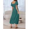 imageZESICA Womens Sexy Boho Off Shoulder Puff Short Sleeve High Waist Ruffled Flowy A Line Beach Party Midi DressTeal