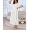 imageZESICA Womens Sexy Boho Off Shoulder Puff Short Sleeve High Waist Ruffled Flowy A Line Beach Party Midi DressWhite