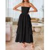 imageZESICA Womens Summer Boho Strapless Maxi Dress 2025 Casual Sleeveless Off Shoulder Smocked Tiered Beach Long SundressBlack