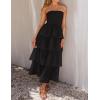 imageZESICA Womens Summer Boho Strapless Maxi Dress 2025 Casual Sleeveless Off Shoulder Smocked Tiered Beach Long SundressBlack