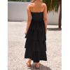imageZESICA Womens Summer Boho Strapless Maxi Dress 2025 Casual Sleeveless Off Shoulder Smocked Tiered Beach Long SundressBlack