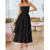 imageZESICA Womens Summer Boho Strapless Maxi Dress 2025 Casual Sleeveless Off Shoulder Smocked Tiered Beach Long SundressBlack