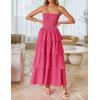 imageZESICA Womens Summer Boho Strapless Maxi Dress 2025 Casual Sleeveless Off Shoulder Smocked Tiered Beach Long SundressHot Pink