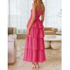 imageZESICA Womens Summer Boho Strapless Maxi Dress 2025 Casual Sleeveless Off Shoulder Smocked Tiered Beach Long SundressHot Pink