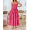 imageZESICA Womens Summer Boho Strapless Maxi Dress 2025 Casual Sleeveless Off Shoulder Smocked Tiered Beach Long SundressHot Pink