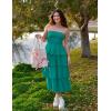 imageZESICA Womens Summer Boho Strapless Maxi Dress 2025 Casual Sleeveless Off Shoulder Smocked Tiered Beach Long SundressPeacock