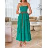 imageZESICA Womens Summer Boho Strapless Maxi Dress 2025 Casual Sleeveless Off Shoulder Smocked Tiered Beach Long SundressPeacock