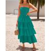 imageZESICA Womens Summer Boho Strapless Maxi Dress 2025 Casual Sleeveless Off Shoulder Smocked Tiered Beach Long SundressPeacock