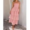 imageZESICA Womens Summer Boho Strapless Maxi Dress 2025 Casual Sleeveless Off Shoulder Smocked Tiered Beach Long SundressPink