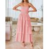 imageZESICA Womens Summer Boho Strapless Maxi Dress 2025 Casual Sleeveless Off Shoulder Smocked Tiered Beach Long SundressPink