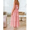 imageZESICA Womens Summer Boho Strapless Maxi Dress 2025 Casual Sleeveless Off Shoulder Smocked Tiered Beach Long SundressPink