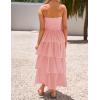 imageZESICA Womens Summer Boho Strapless Maxi Dress 2025 Casual Sleeveless Off Shoulder Smocked Tiered Beach Long SundressPink