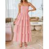 imageZESICA Womens Summer Boho Strapless Maxi Dress 2025 Casual Sleeveless Off Shoulder Smocked Tiered Beach Long SundressPink