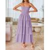 imageZESICA Womens Summer Boho Strapless Maxi Dress 2025 Casual Sleeveless Off Shoulder Smocked Tiered Beach Long SundressPurple