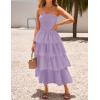 imageZESICA Womens Summer Boho Strapless Maxi Dress 2025 Casual Sleeveless Off Shoulder Smocked Tiered Beach Long SundressPurple