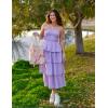imageZESICA Womens Summer Boho Strapless Maxi Dress 2025 Casual Sleeveless Off Shoulder Smocked Tiered Beach Long SundressPurple