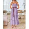 imageZESICA Womens Summer Boho Strapless Maxi Dress 2025 Casual Sleeveless Off Shoulder Smocked Tiered Beach Long SundressPurple