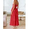 imageZESICA Womens Summer Boho Strapless Maxi Dress 2025 Casual Sleeveless Off Shoulder Smocked Tiered Beach Long SundressRed