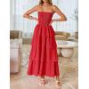 imageZESICA Womens Summer Boho Strapless Maxi Dress 2025 Casual Sleeveless Off Shoulder Smocked Tiered Beach Long SundressRed