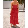 imageZESICA Womens Summer Boho Strapless Maxi Dress 2025 Casual Sleeveless Off Shoulder Smocked Tiered Beach Long SundressRed