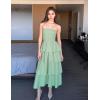 imageZESICA Womens Summer Boho Strapless Maxi Dress 2025 Casual Sleeveless Off Shoulder Smocked Tiered Beach Long SundressSage
