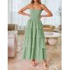 imageZESICA Womens Summer Boho Strapless Maxi Dress 2025 Casual Sleeveless Off Shoulder Smocked Tiered Beach Long SundressSage