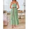 imageZESICA Womens Summer Boho Strapless Maxi Dress 2025 Casual Sleeveless Off Shoulder Smocked Tiered Beach Long SundressSage