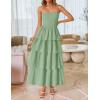 imageZESICA Womens Summer Boho Strapless Maxi Dress 2025 Casual Sleeveless Off Shoulder Smocked Tiered Beach Long SundressSage