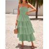 imageZESICA Womens Summer Boho Strapless Maxi Dress 2025 Casual Sleeveless Off Shoulder Smocked Tiered Beach Long SundressSage